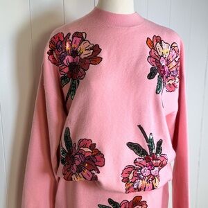 NEW Brianna Cannon Blushing Pink Floral Sweater